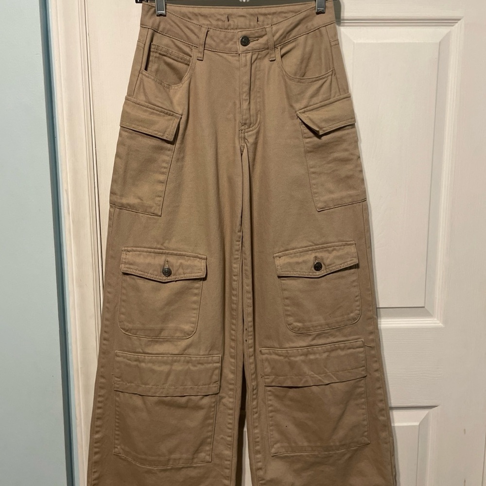 Forever 21 Tan Flare Wide Leg Jeans